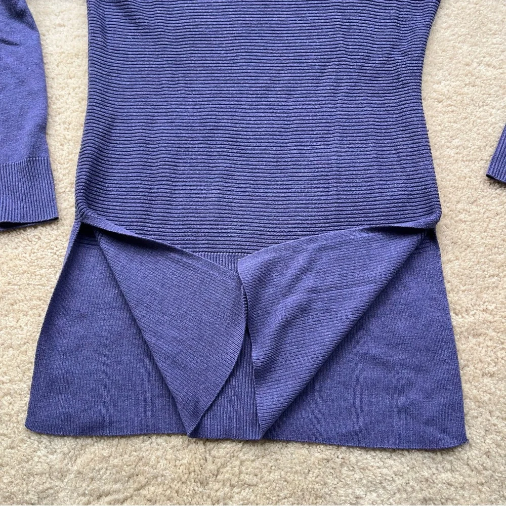 Adrienne Vittadini Women’s Purple Ribbed Cowl Neck Tunic Sweater - XS - EUC
